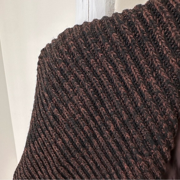 Lush Women’s Draped Faux Suede and Sweater Brown Open Front Moto Jacket Sz L - Picture 7 of 16